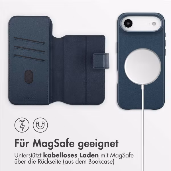 Accezz 2-in-1 Klapphülle aus Leder mit MagSafe Apple iPhone Air - Nightfall Blue
