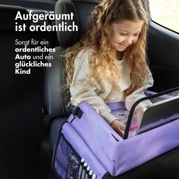 imoshion Reisetisch - Tablethalter Auto - 7 Aufbewahrungsfächer - Inklusive 2 Malvorlagen - Violett