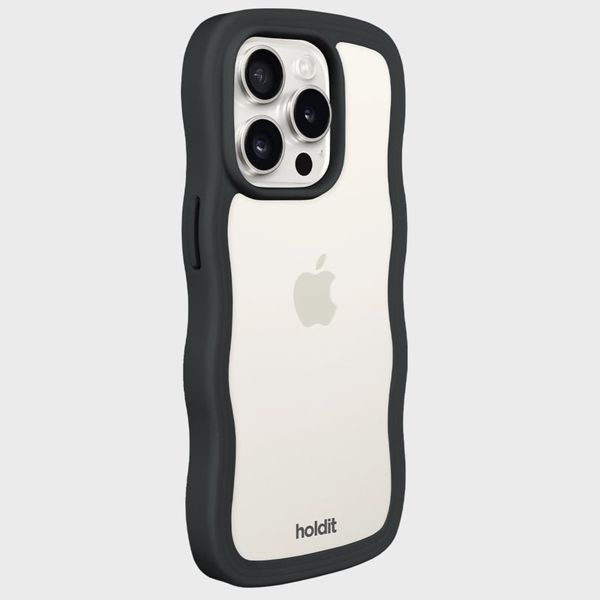 Holdit Wavy Case für das Apple iPhone 15 Pro - Black / Transparent