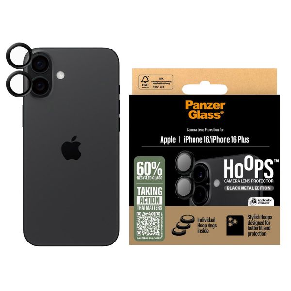 PanzerGlass Kameraprotektor Hoops Optic Rings für das Apple iPhone 16 / 16 Plus