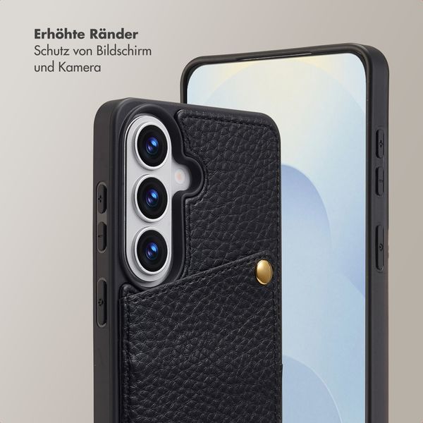 Selencia Nova HandyHülle mit Kordel und Kartenhalter Samsung Galaxy S26 - Schwarz