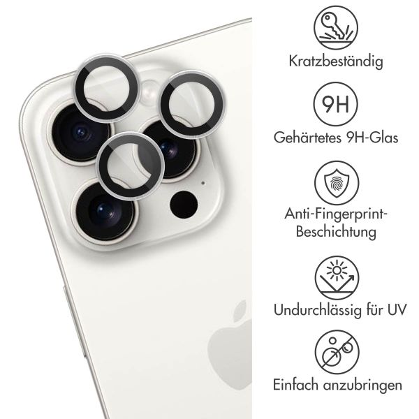 imoshion 2er-Pack Objektivschutz für Kamera für das Apple iPhone 15 Pro / 15 Pro Max - White Titanium