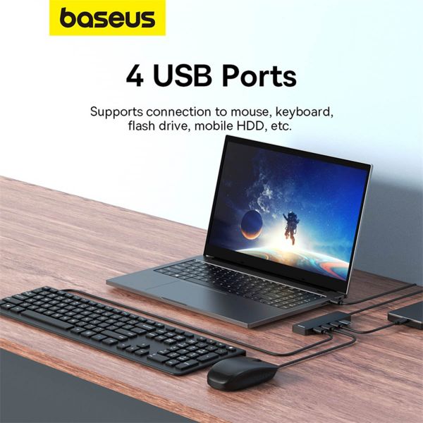 Baseus UltraJoy Lite 4-in-1 USB-A Hub - 100 cm - Dockingstation - Cluster Black