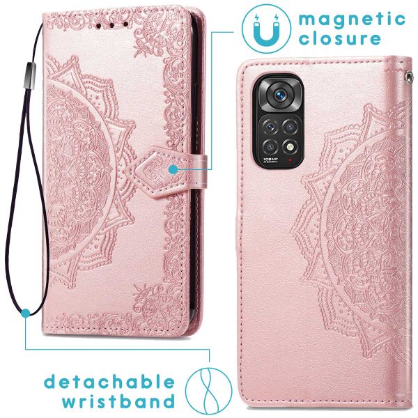 imoshion Mandala Klapphülle für das Xiaomi Redmi Note 11 (4G) / Note 11S (4G) - Rose Gold