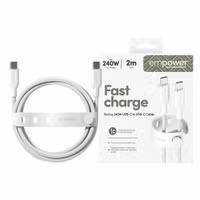 Empower by PanzerGlass Racing USB-C-zu-USB-C Kabel - 240W - 2 Meter - Silver White