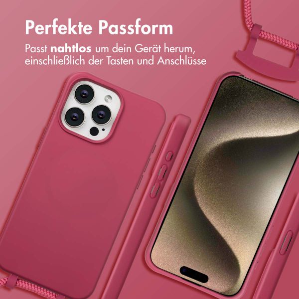 imoshion Color Backcover mit abnehmbarem Handykette und MagSafe Apple iPhone 15 Pro Max - Raspberry