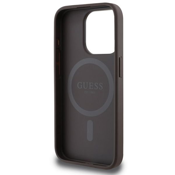 Guess 4G Metal Logo Back Cover MagSafe Apple iPhone 15 Pro - Braun