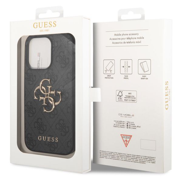 Guess 4G Metal Logo Back Cover Apple iPhone 14 Pro - Grau