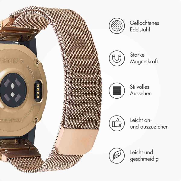 imoshion QuickFit® Milanese Armband -   Garmin 22 mm Anschluss - Größe L/XL - Rose Gold