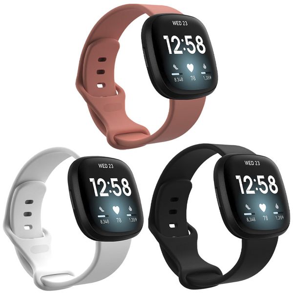 imoshion Silikonband Multipack für die Fitbit Versa 4 / 3 / Sense (2) - Schwarz / Weiß / Orange