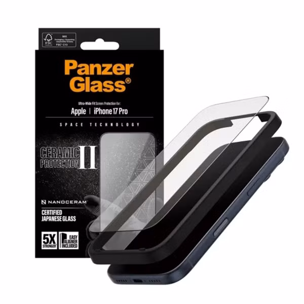 PanzerGlass Keramischer Displayschutz mit Applikator Apple iPhone 17 Pro