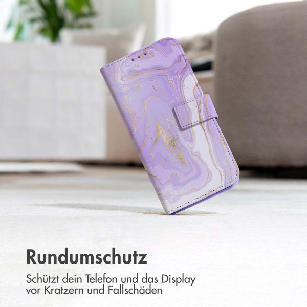 imoshion Design Klapphülle für das Samsung Galaxy S25 - Purple Marble