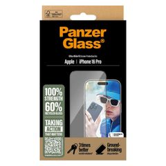PanzerGlass Ultra-Wide Fit Antibakterieller Displayschutz für das Apple iPhone 16 Pro