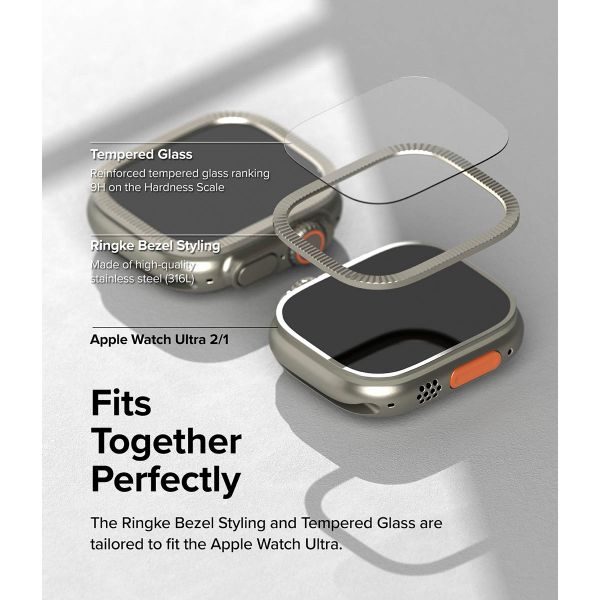 Ringke Bezel Styling + Displayschutz für die Apple Watch Ultra - 49 mm - Fluted Titanium