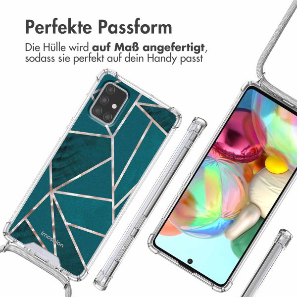 imoshion Design Hülle mit Band Samsung Galaxy A71 - Petrol Green Graphic
