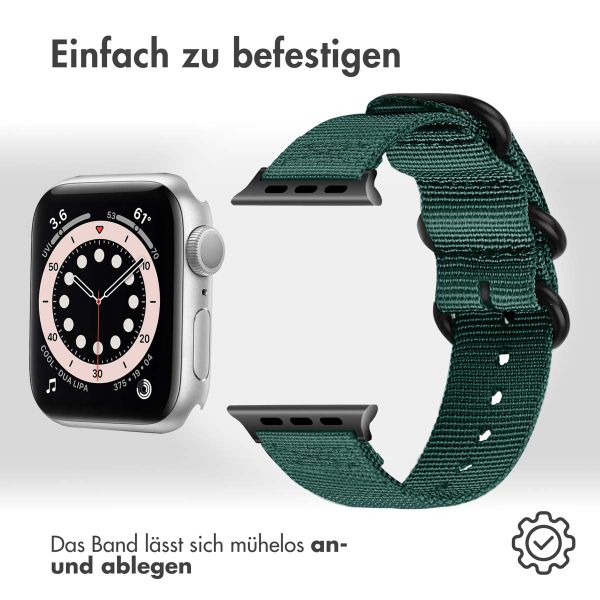 imoshion Robustes Nylonarmband für das  Apple Watch Series 1 - 9 / SE (38/40/41 mm) | Series 10 / 11 (42 mm) - Dunkelgrün