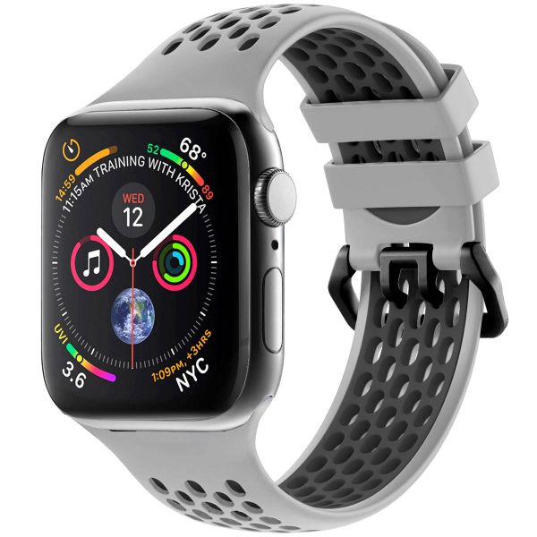 imoshion Silikonsportarmband Buckle für das Apple Watch Series 1 bis 9 / SE (38/40/41 mm) | Series 10 / 11 (42 mm) - Grau / Schwarz