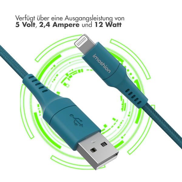 imoshion ﻿Lightning- auf USB-Kabel – nicht MFi-zertifiziert – Geflochtenes Gewebe – 1 m – Dunkelblau