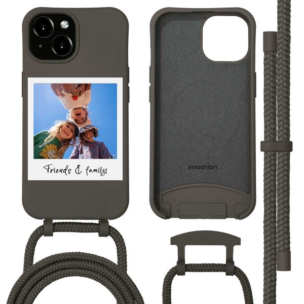 Personalisierte Color Backcover MagSafe mit abtrennbarem Band und Polaroid für iPhone 15 - Black Coffee