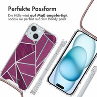 imoshion Design Hülle mit Band Apple iPhone 15 - Bordeaux Graphic