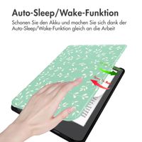 imoshion Design Slim Hard Case Klapphülle Pocketbook Verse Lite - Smoke Green Flowers