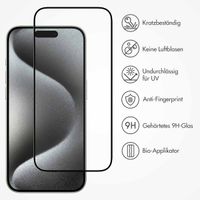 Accezz Vollflächige Schutzfolie aus gehärtetem Glas mit Applikator iPhone 15