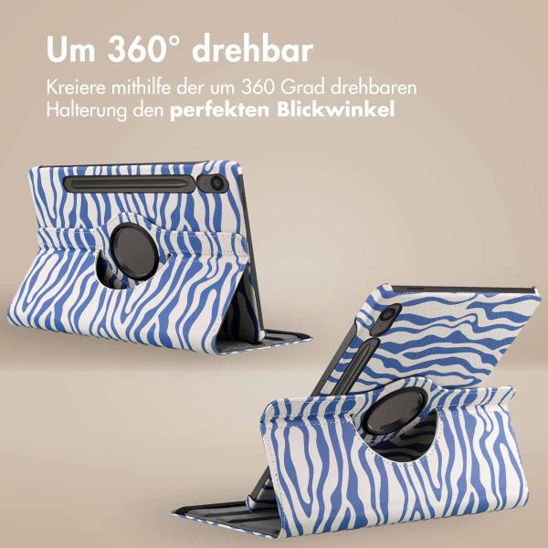 imoshion 360° drehbare Design Klapphülle Samsung Galaxy Tab S10 FE / S9 FE - White Blue Stripes