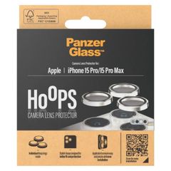 PanzerGlass Kameraprotektor Hoops Optic Rings für das Apple iPhone 15 Pro / 15 Pro Max - White Metal