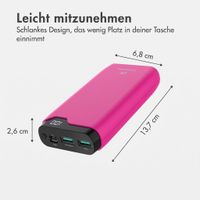 imoshion Powerbank 20.000 mAh - 22,5W Schnellladegerät - USB-C / USB-A - Hot Pink