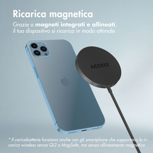 Accezz Wireless Charger USB-C - Drahtloses MagSafe- und Qi2-Ladegerät - 1 Meter - Schwarz