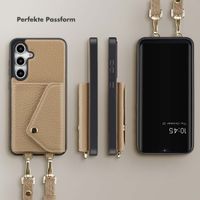 Selencia Sera Kordel-Hulle mit Kartenhalter-Umschlag für das Samsung Galaxy S24 FE - Beige