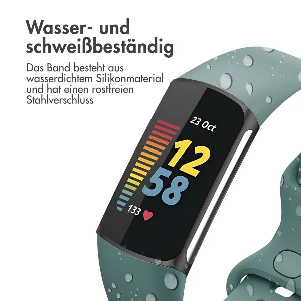 imoshion Silikonband für die Fitbit Charge 5 / Charge 6 - Größe L - Olive